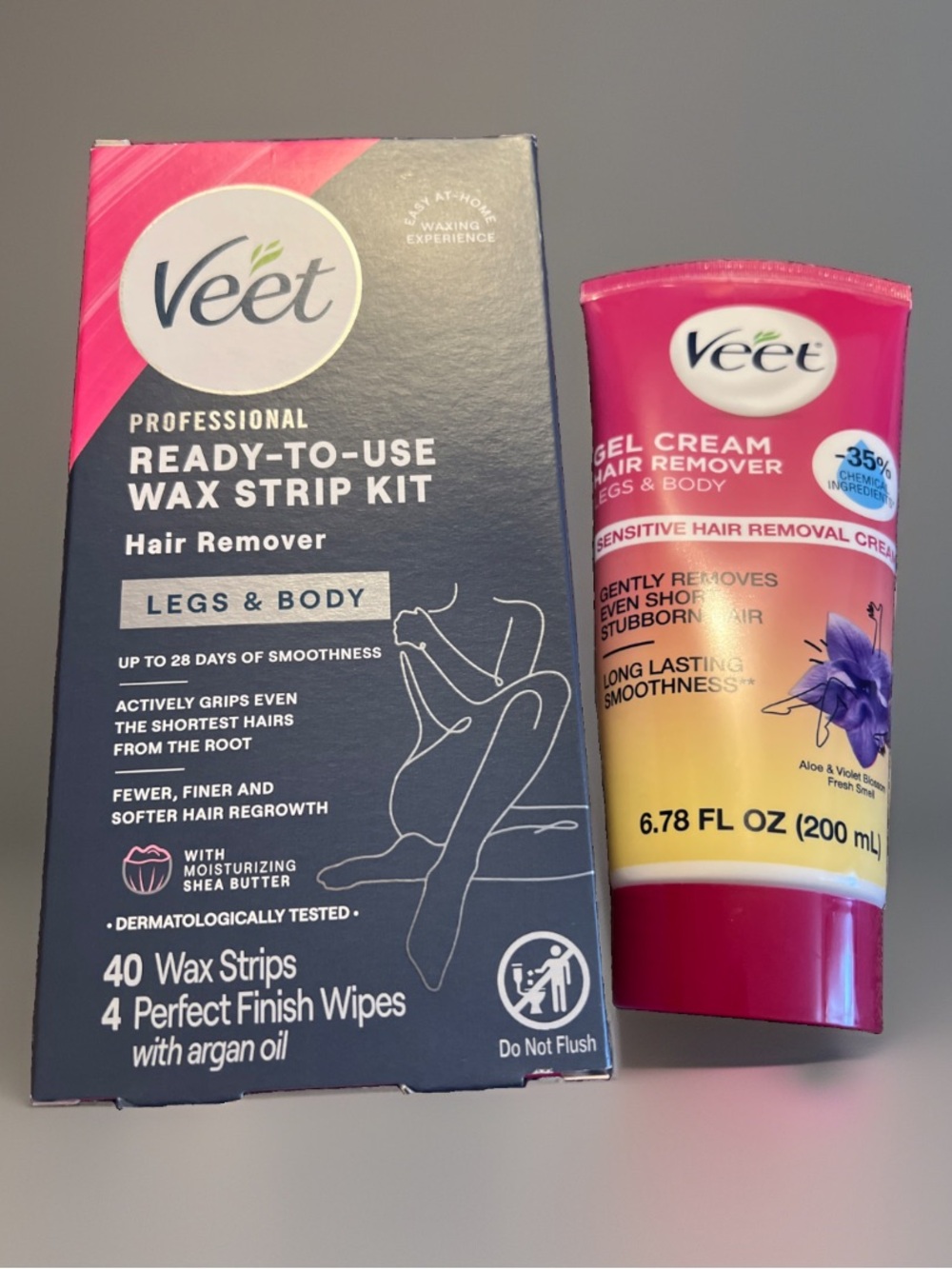 BUNDLE VEET PROFESSIONAL WAX STRIP KIT AND GEL CREAM HAIR REMOVER
